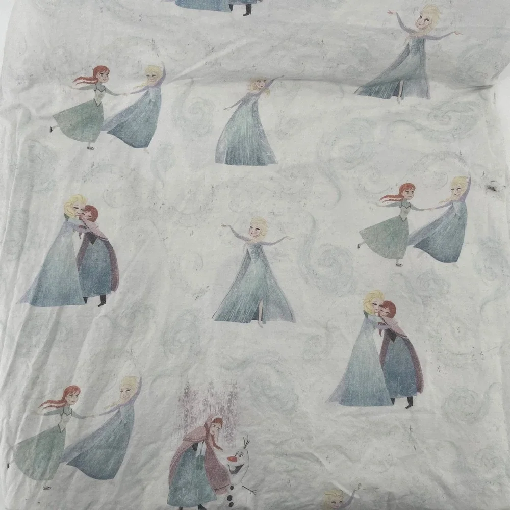 Pottery Barn Kids Disney Frozen Girls Queen Flat Sheet Organic Cotton Elsa Anna